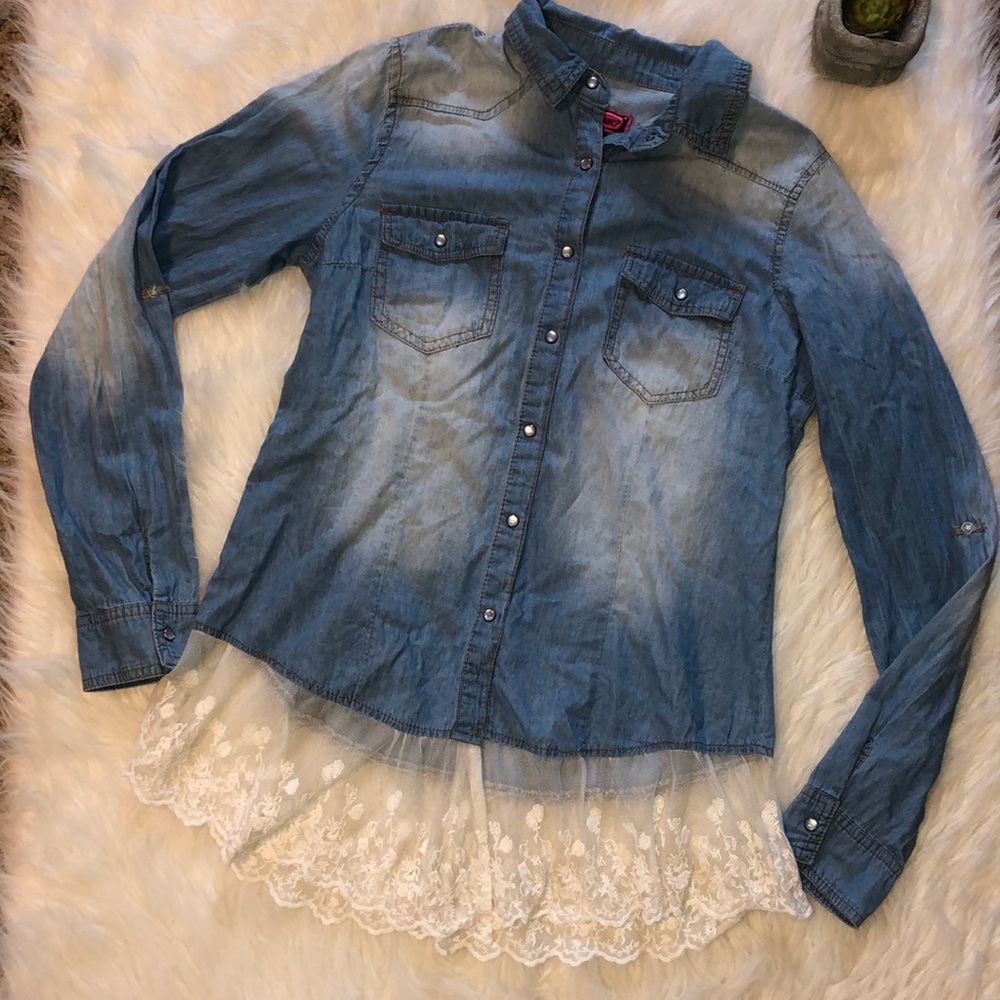 Say What Long Sleeve Denim Top